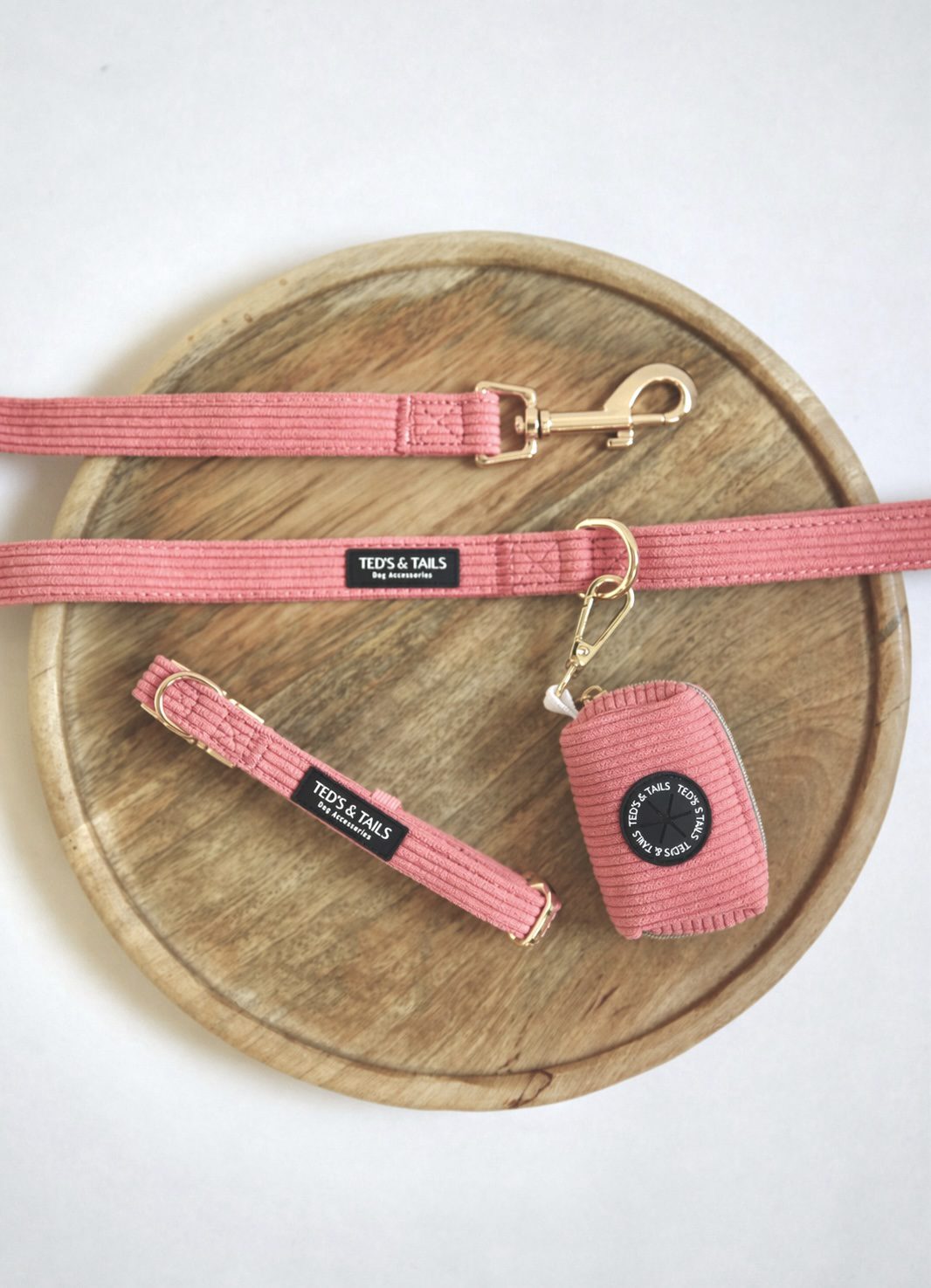 Set Halsband, Leine & Kotbeutelhalter - Sunkissed Coral