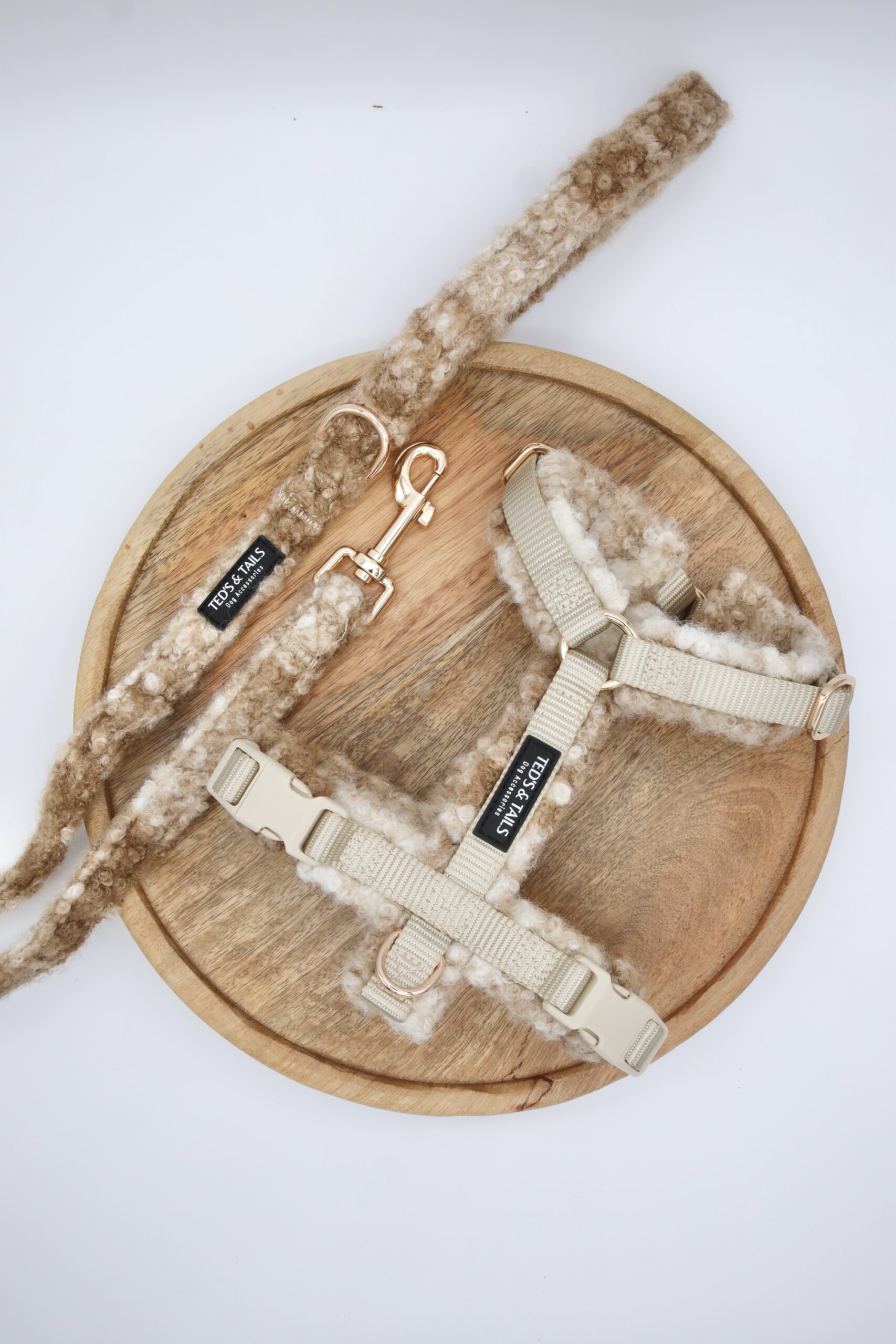 Set Y-Strap-Geschirr & Leine - Chai Latte Checks