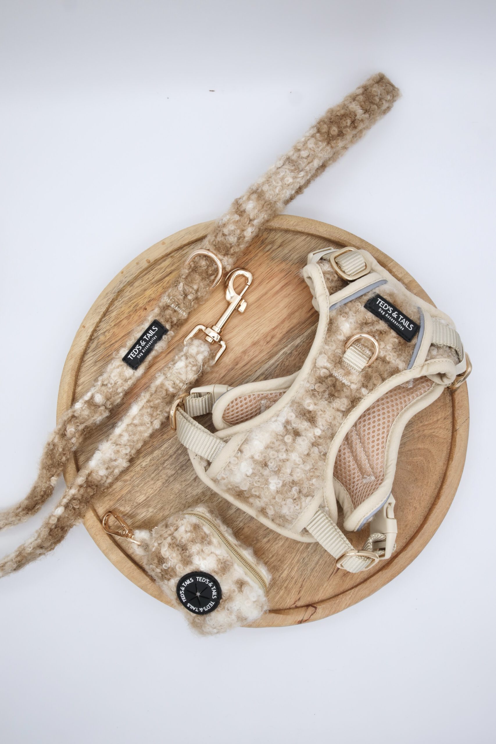 Set Adventure Y-Hundegeschirr, Leine & Kotbeutelhalter - Chai Latte Checks
